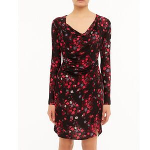 Vintage Y2K Floral Long Sleeve Dress NOS New Old Stock Pink Black Cottagecore M